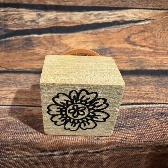 Flower Rubber Stamp Wooden Mounted Crafting Scrapbooking Greeting Cards Floral - Picture 1 of 9